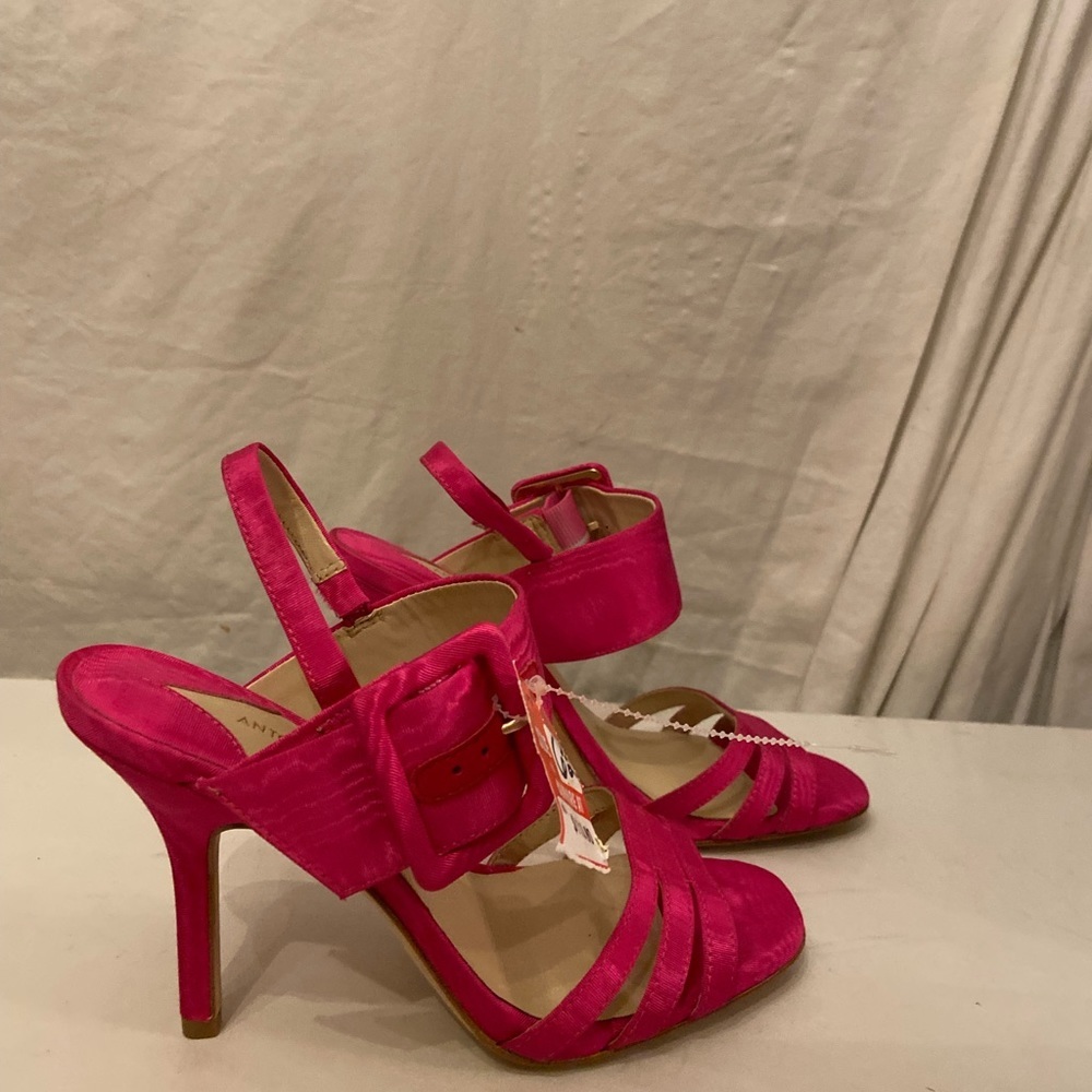 Antonio Melani  hot pink satin leather high heel sandals size 6.5 NWT